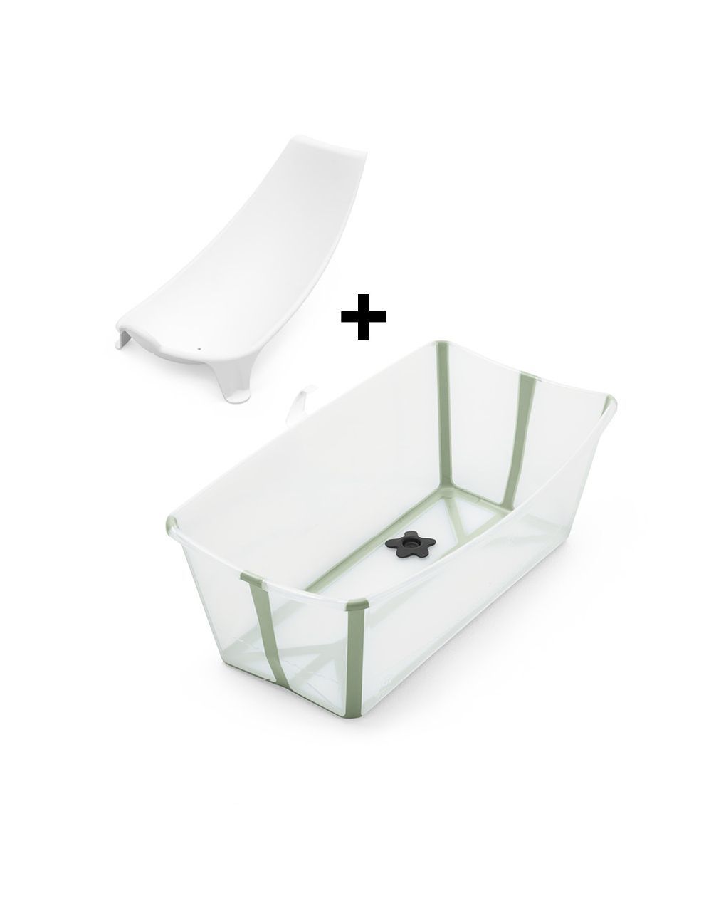 Vaschetta pieghevole flexi bath® con supporto per neonati - transparent green - stokke®