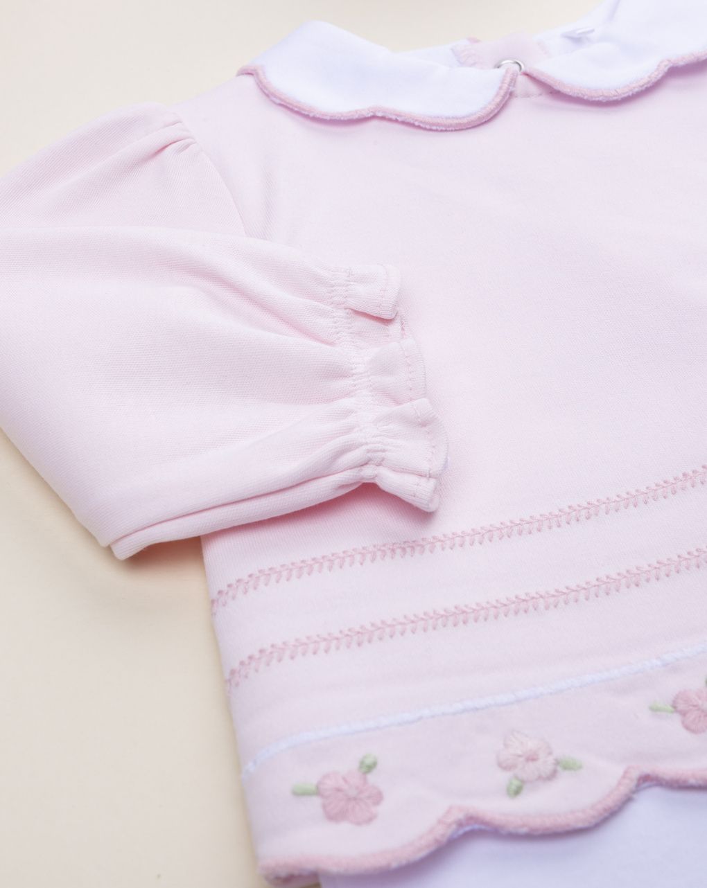 Tutina neonata bicolor rosa/bianco con orsetto omaggio