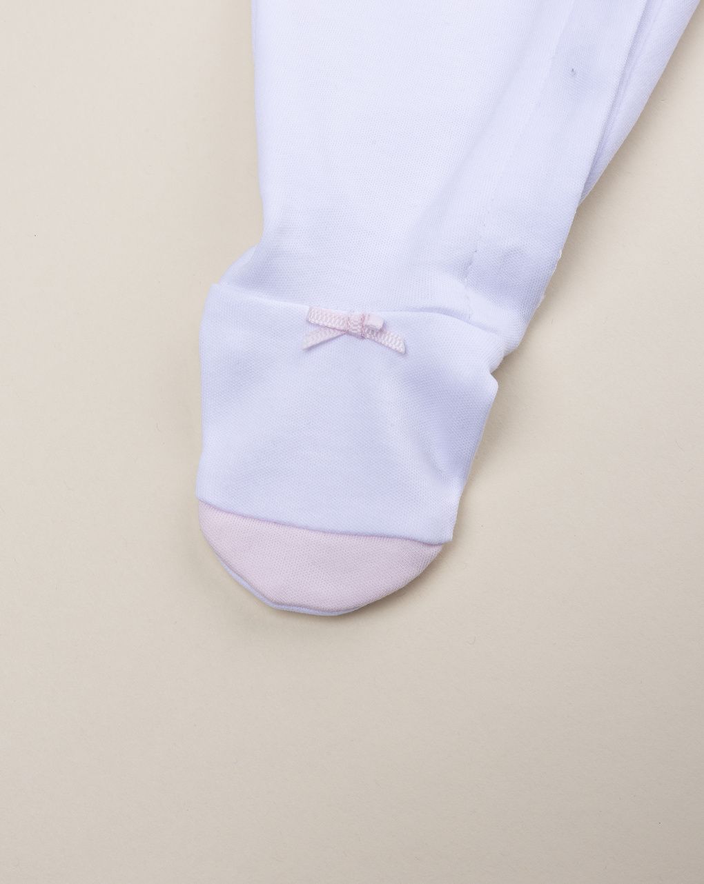 Tutina neonata bicolor rosa/bianco con orsetto omaggio