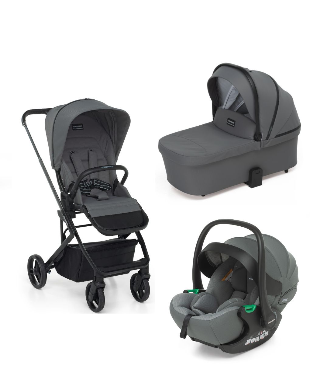 Trio tictoc + seggiolino rek black+ adattatore -  stone - foppapedretti