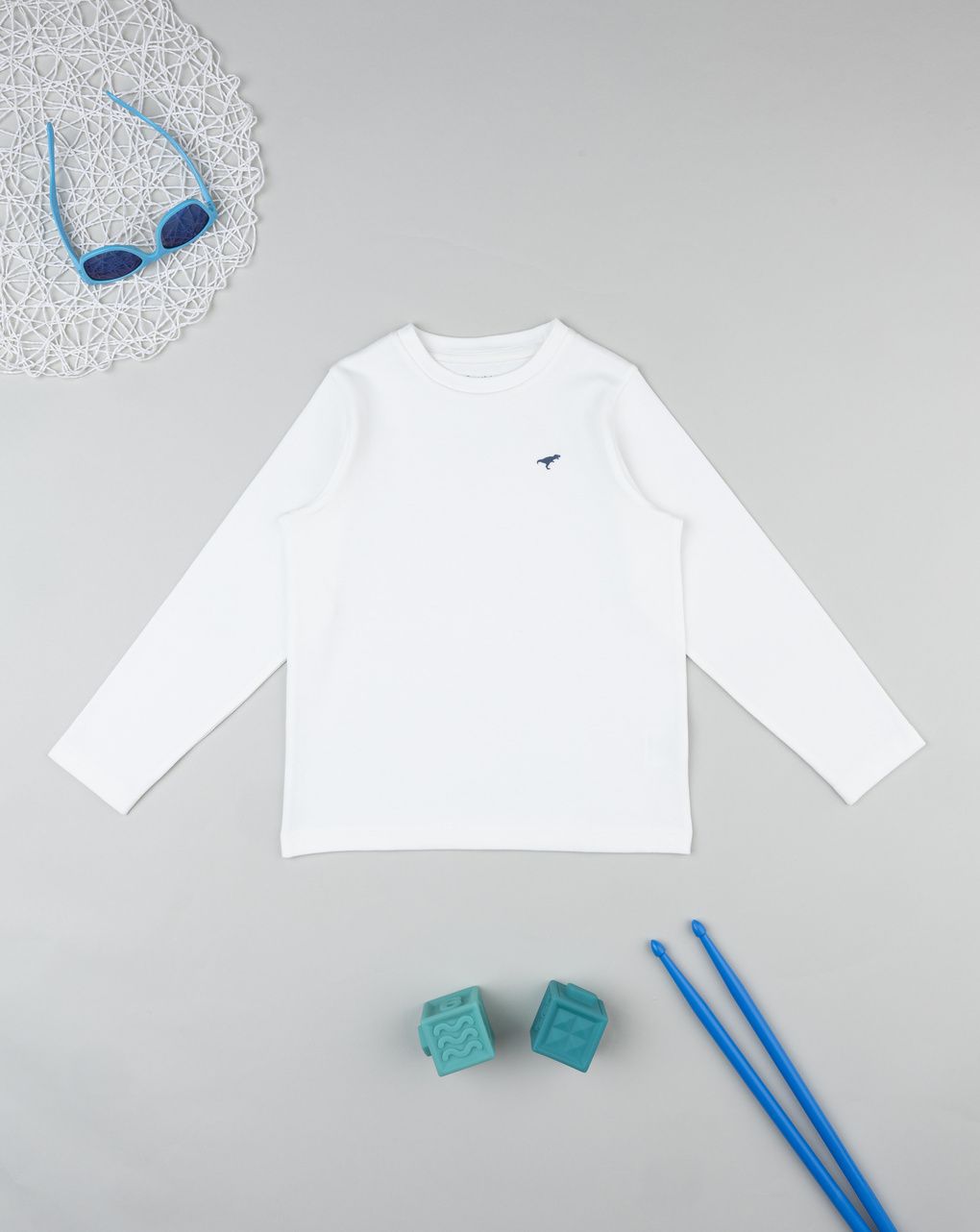 T-shirt bambino bianca patch dino