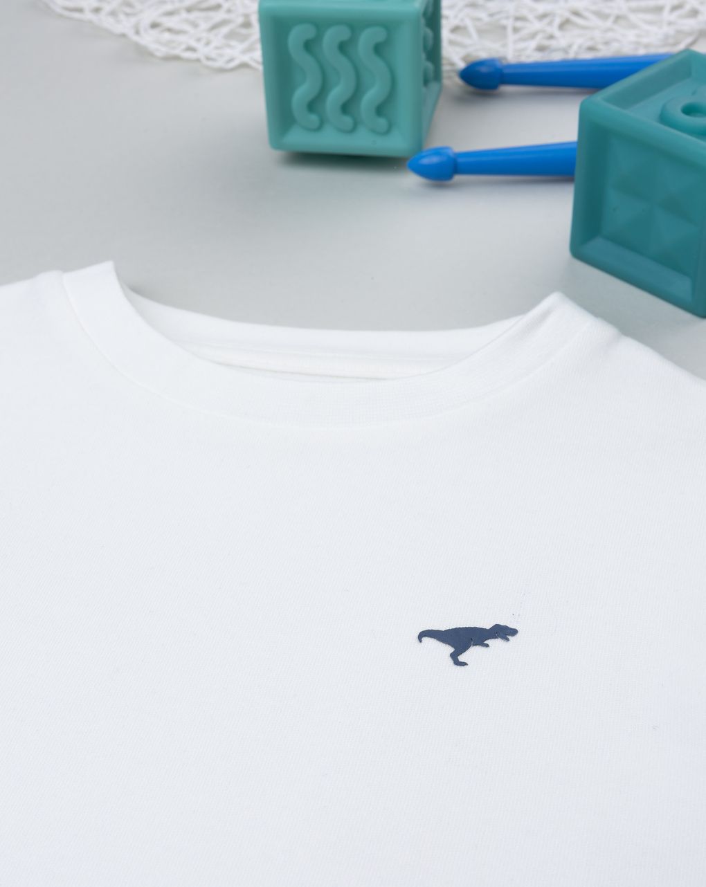 T-shirt bambino bianca patch dino