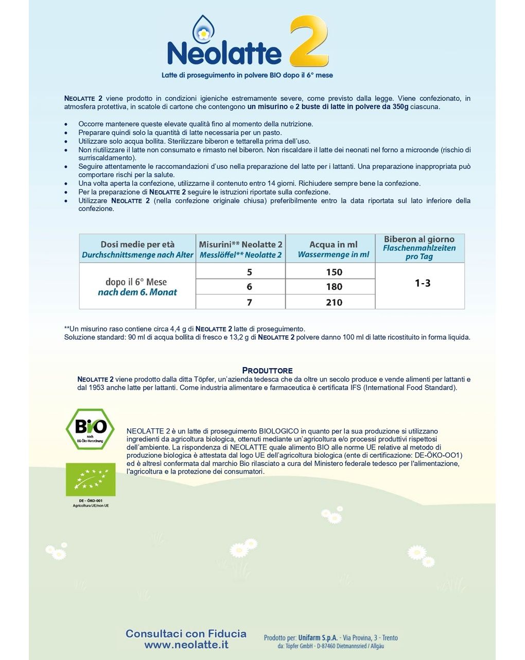 Latte in polvere 2 bio algal dha 2 x 350g 0-6 mesi - neolatte