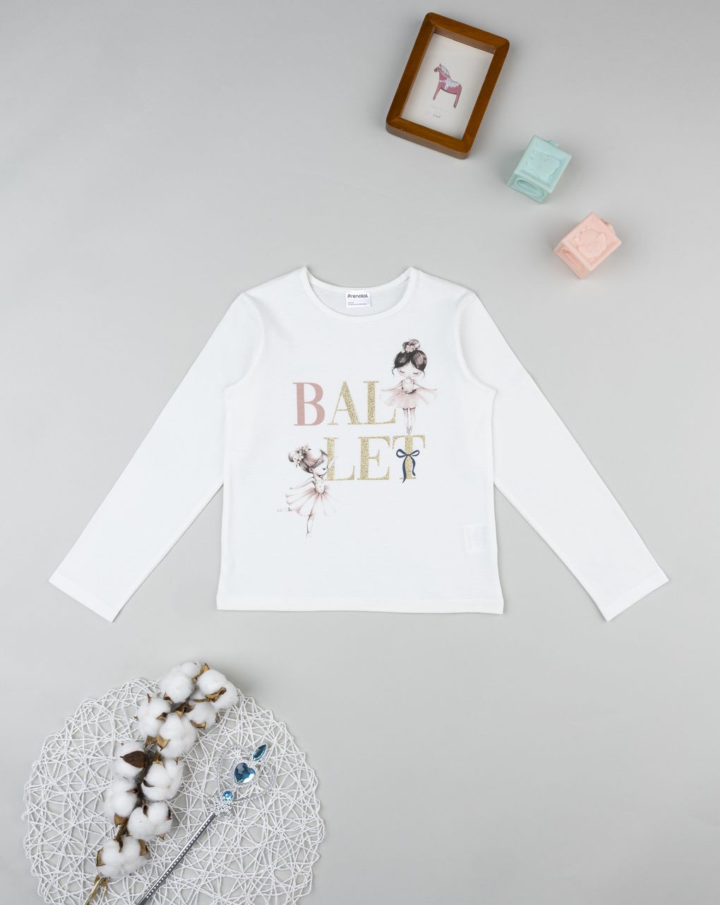 T-shirt bianca bambina ballo