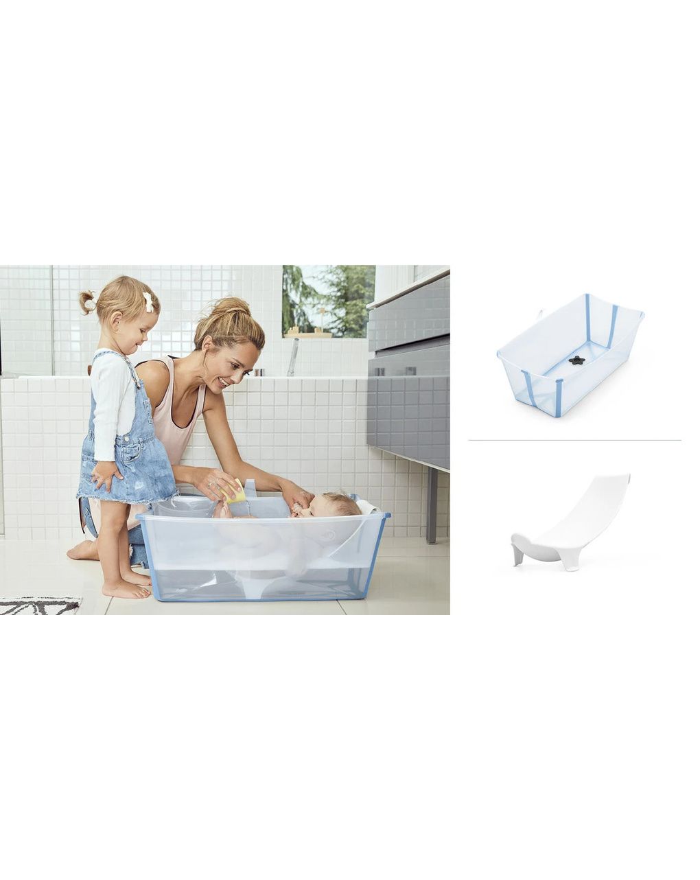 Vaschetta pieghevole flexi bath® con supporto per neonati - ocean blue -  stokke®