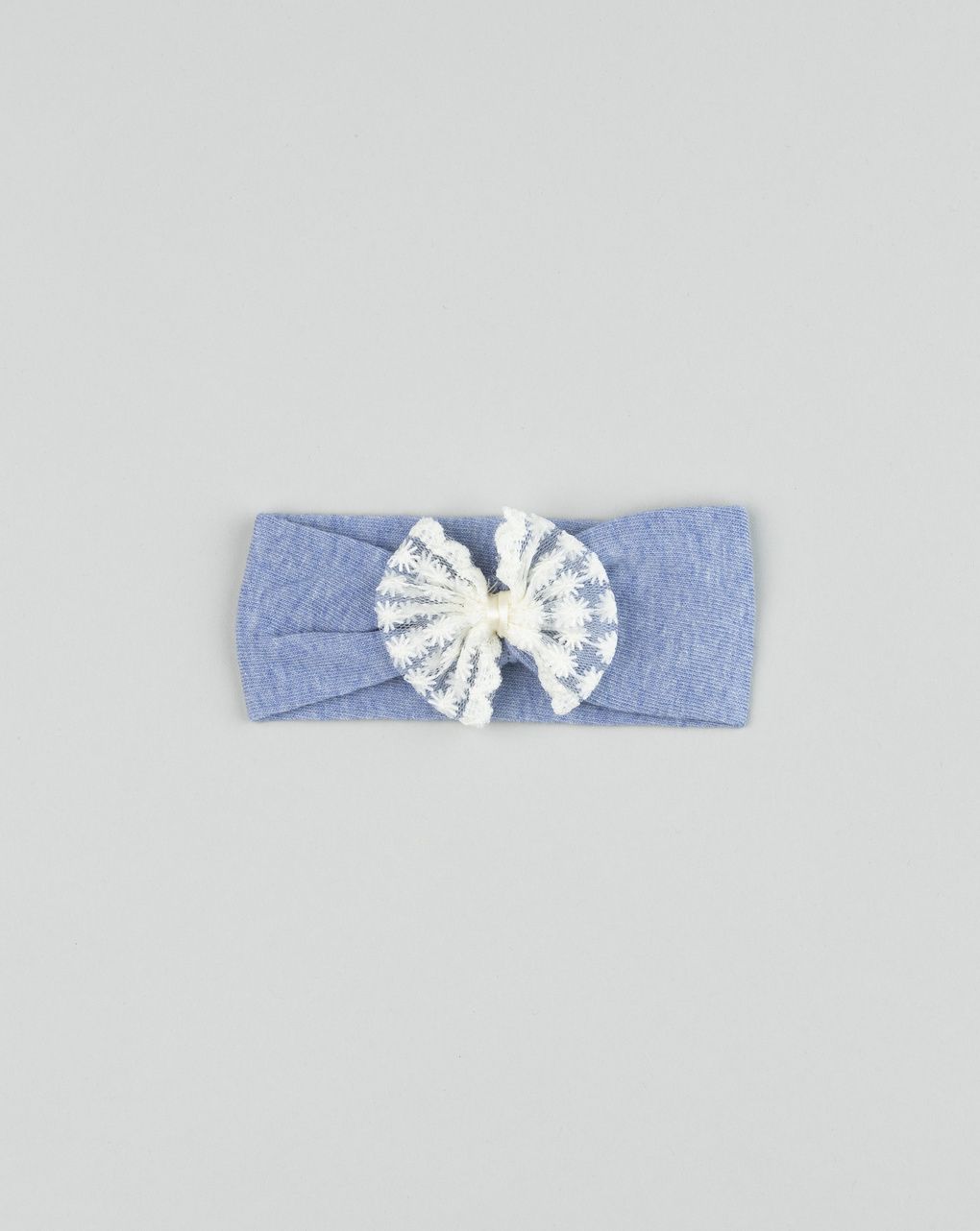 Fascia capelli neonata denim con fiocco