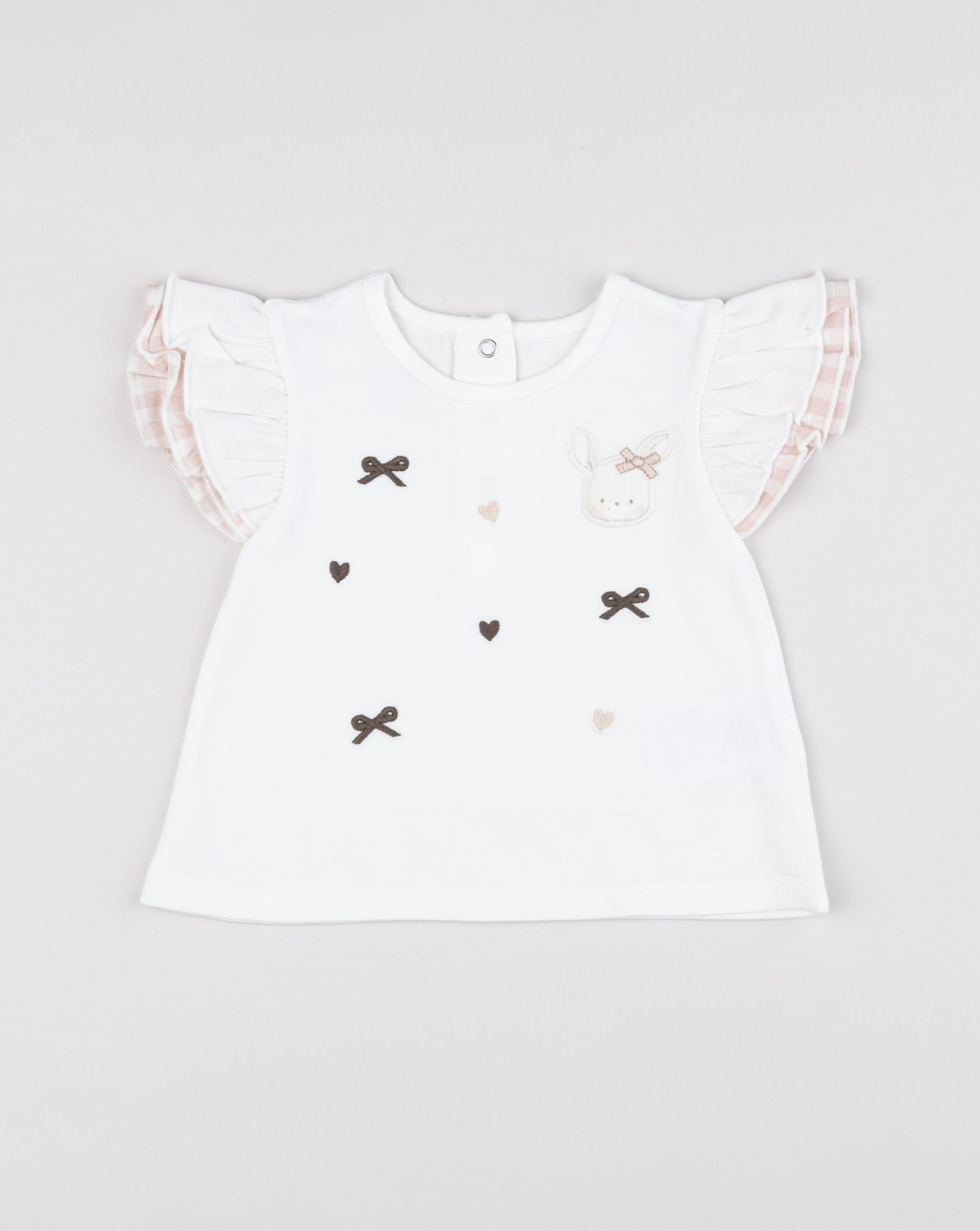 T-shirt panna bimba con maniche ad aletta