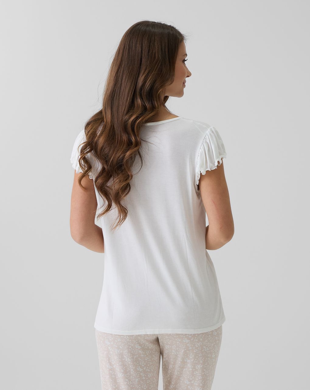 Pigiama allattamento due pezzi bianco/beige