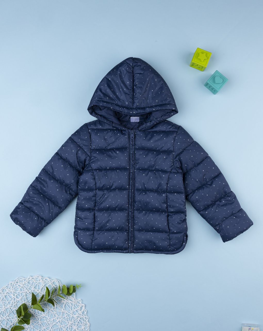 Giacca bambina blu con cappuccio