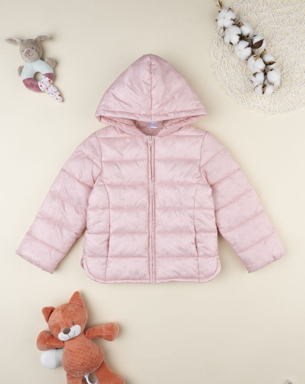 Giacca bambina rosa con cappuccio