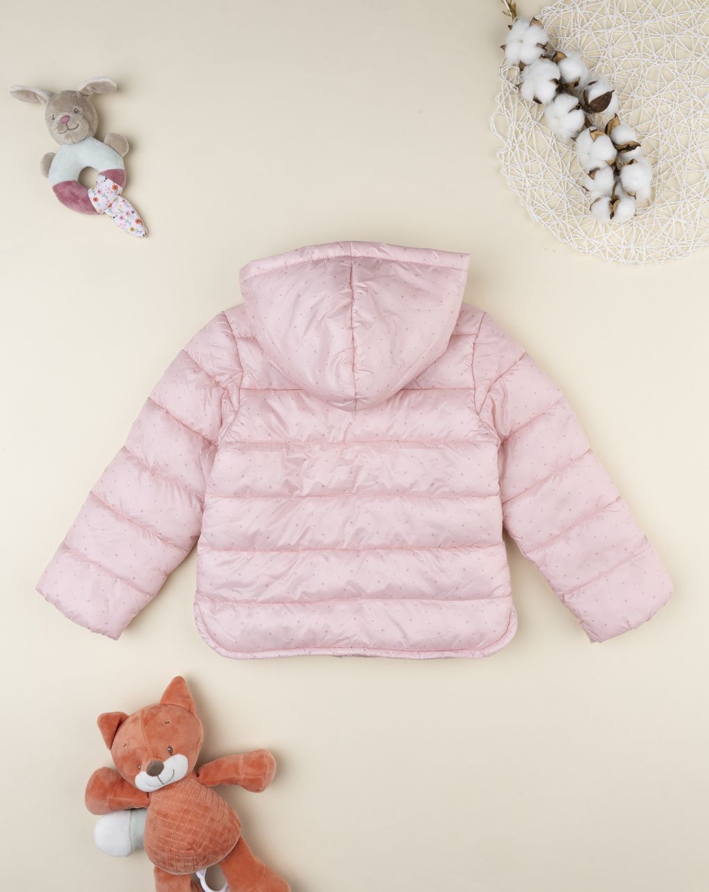 Giacca bambina rosa con cappuccio