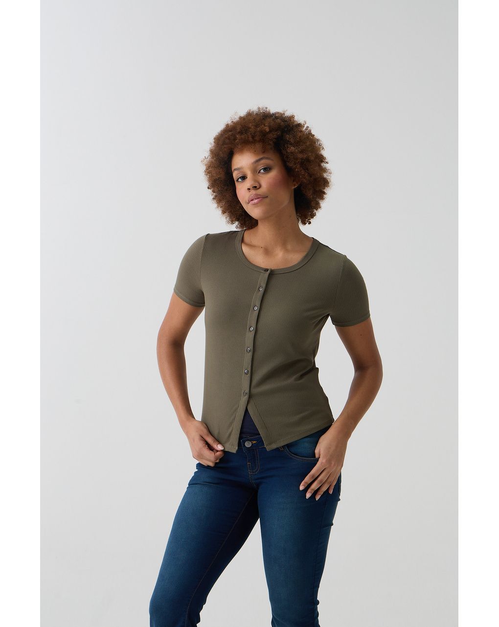 T-shirt allattamento costina verde militare