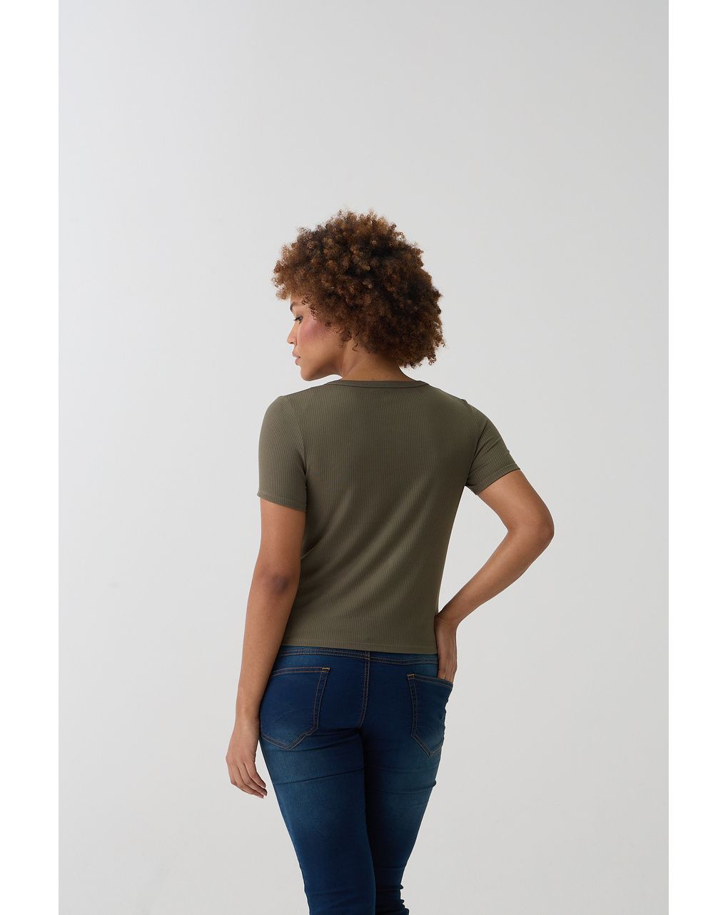 T-shirt allattamento costina verde militare