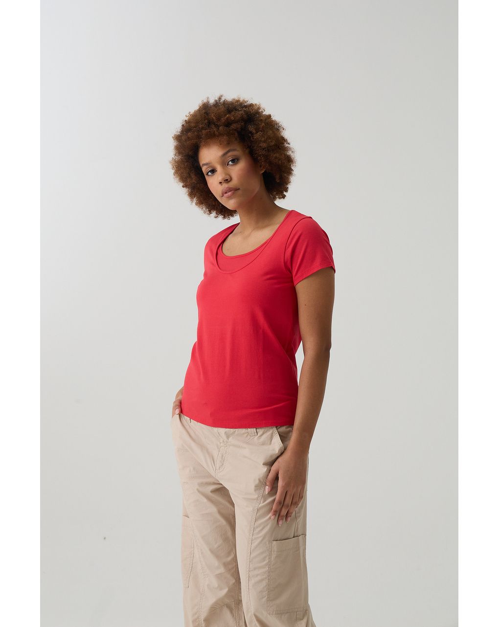 T-shirt allattamento rossa maniche corte