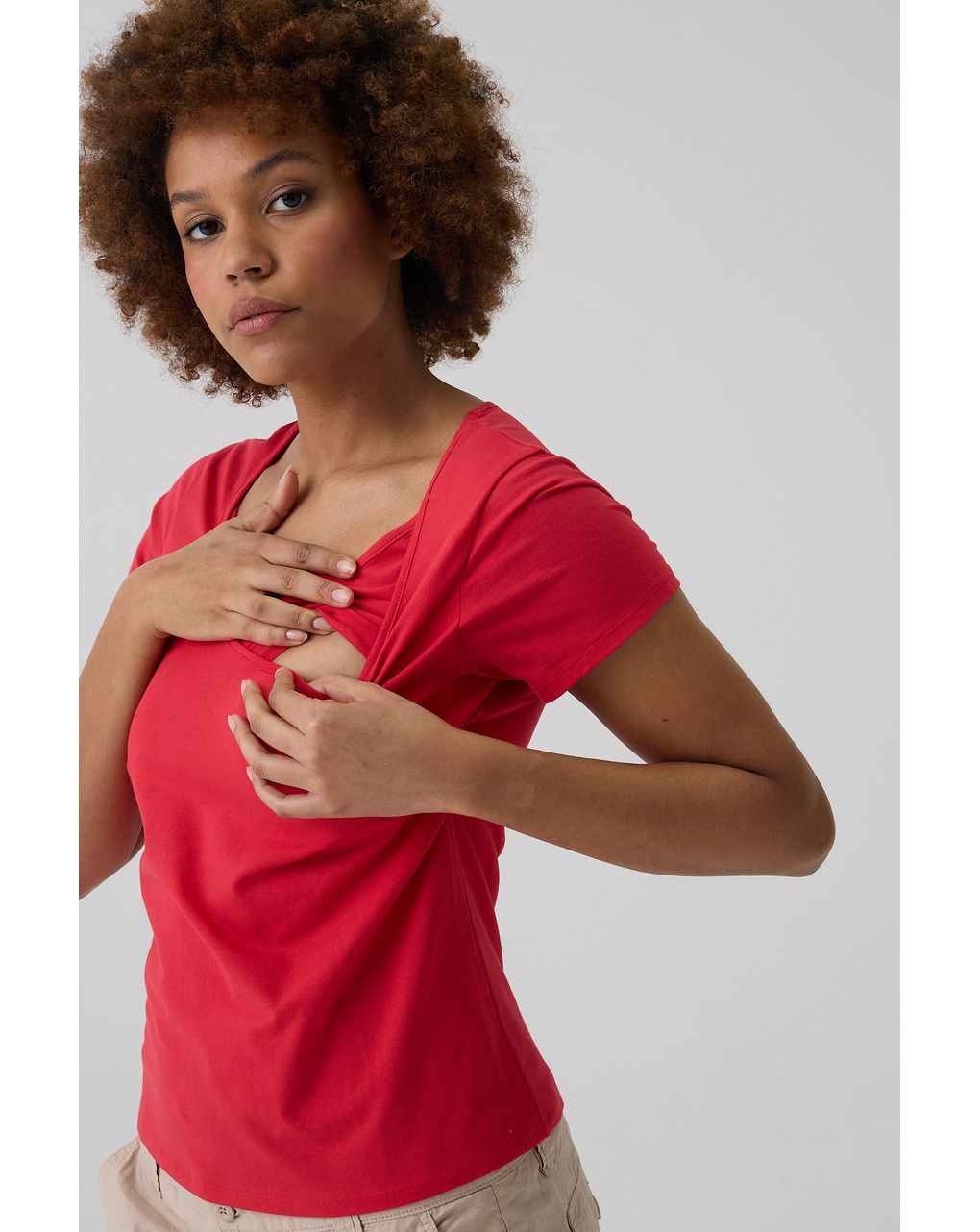 T-shirt allattamento rossa maniche corte