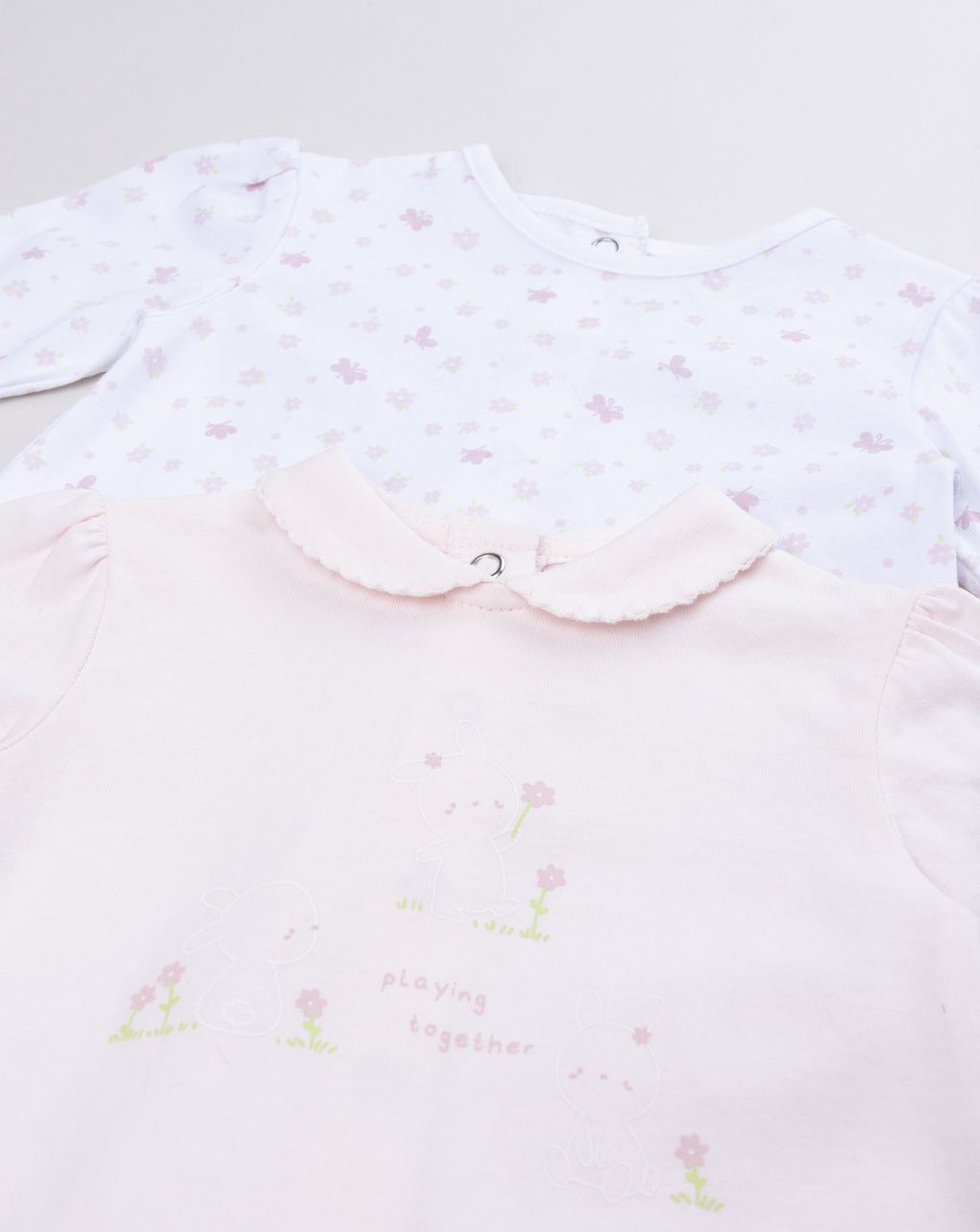 Tutine neonata in cotone – set 2 pezzi rosa e bianco