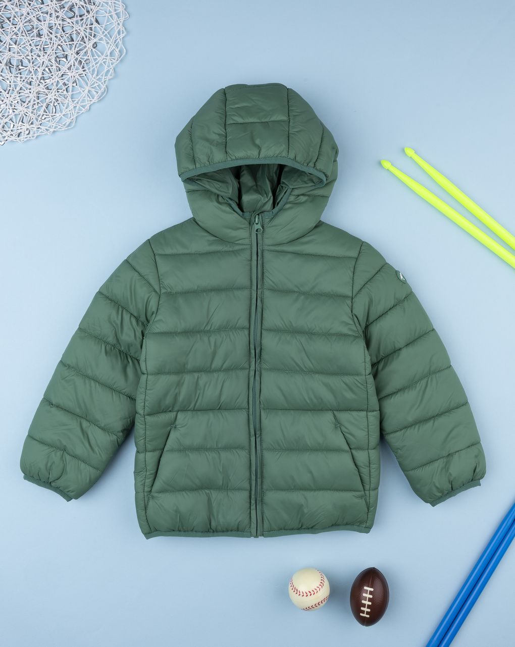 Giubbotto bambino verde con cappuccio