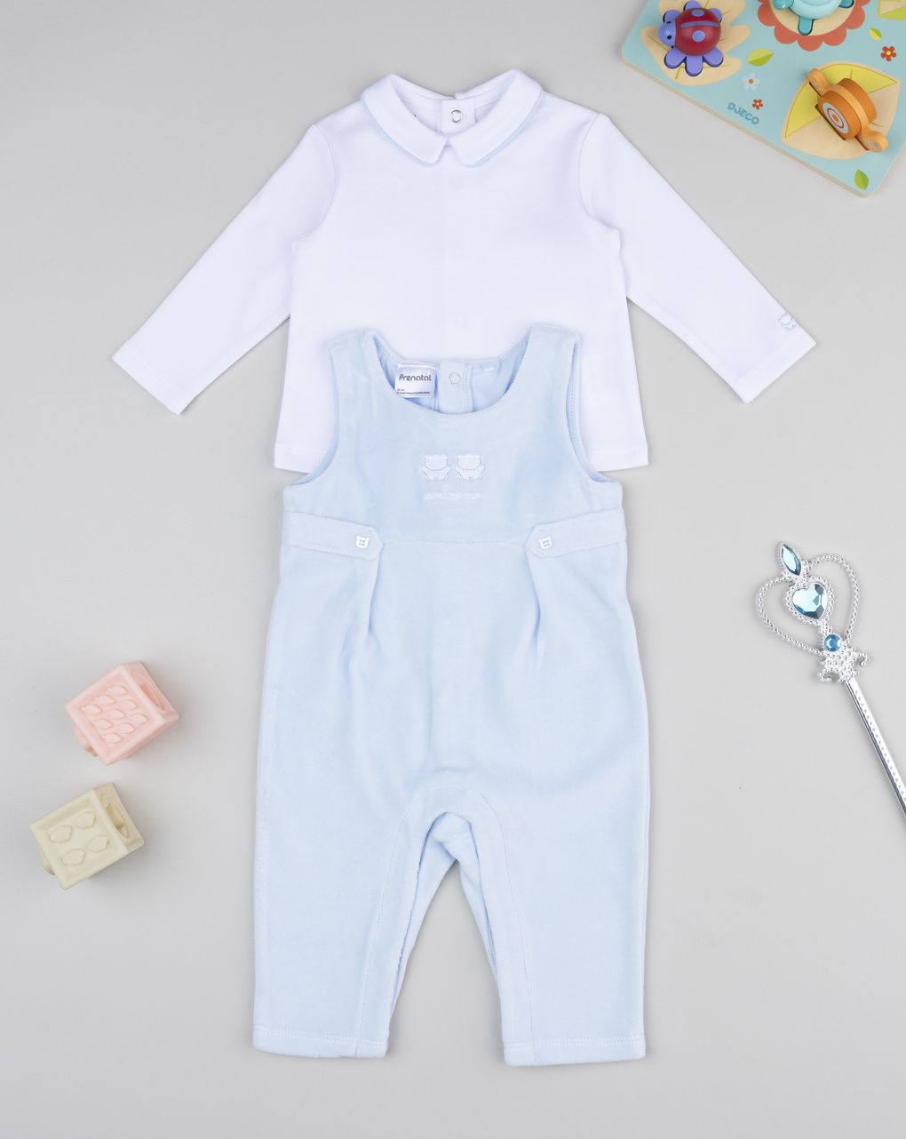 Completo salopette e magli neonato  con orsetto regalo