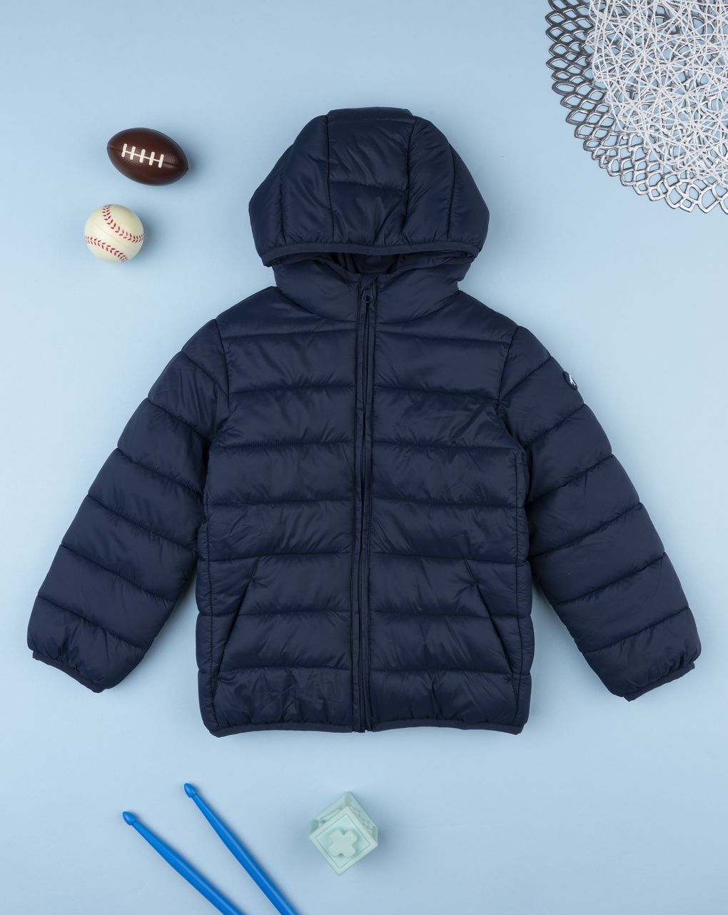 Giubbotto bambino blu con cappuccio