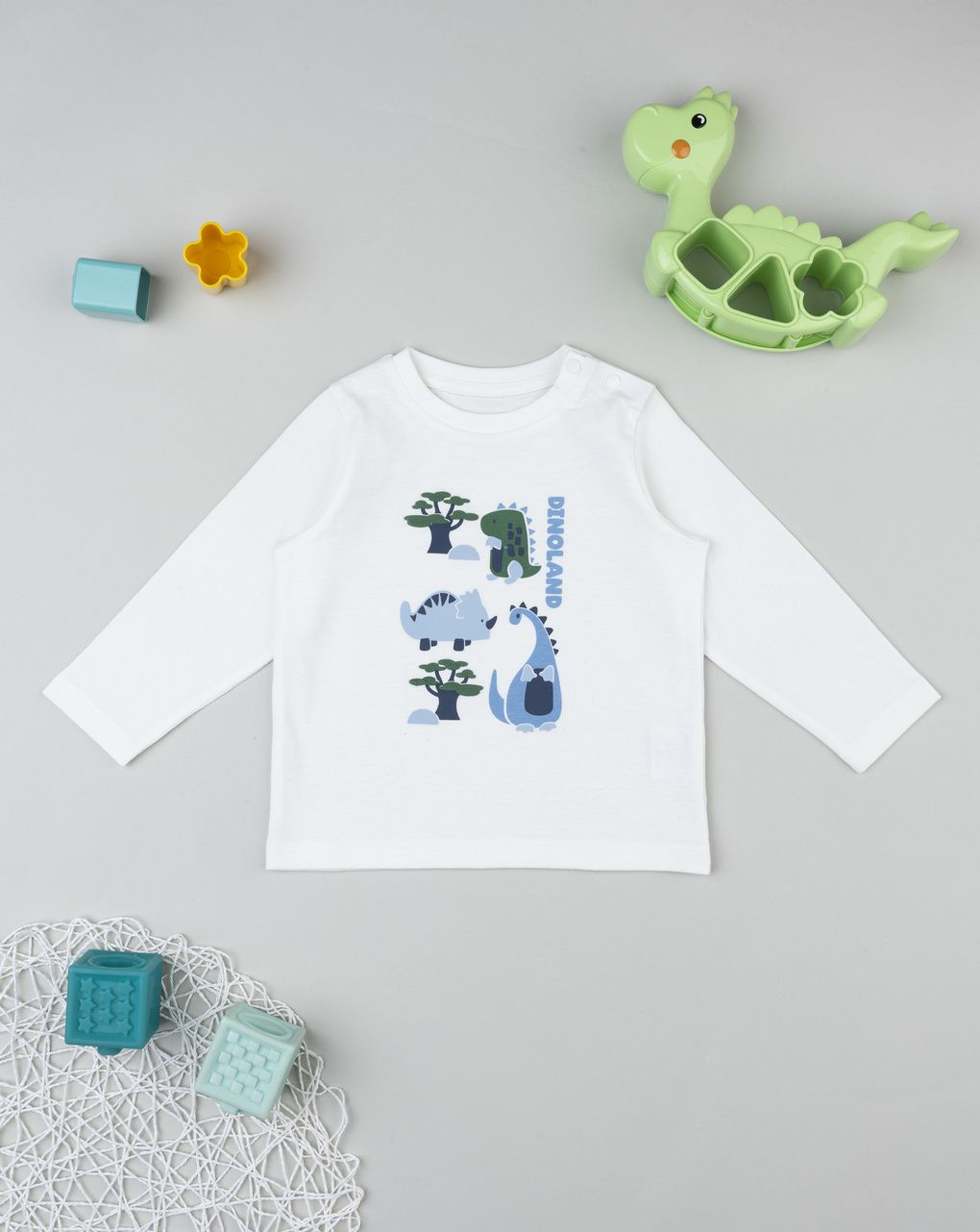 T-shirt bimbo bianca stampa "dinoland"