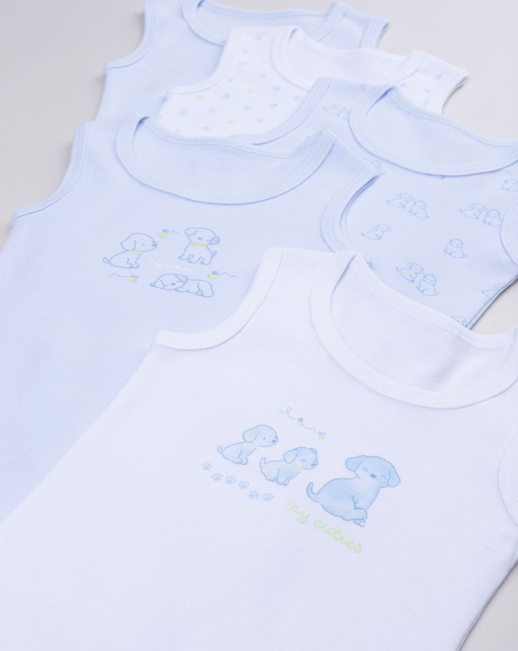 Pack 5 body neonato bianco/azzurro spalla larga