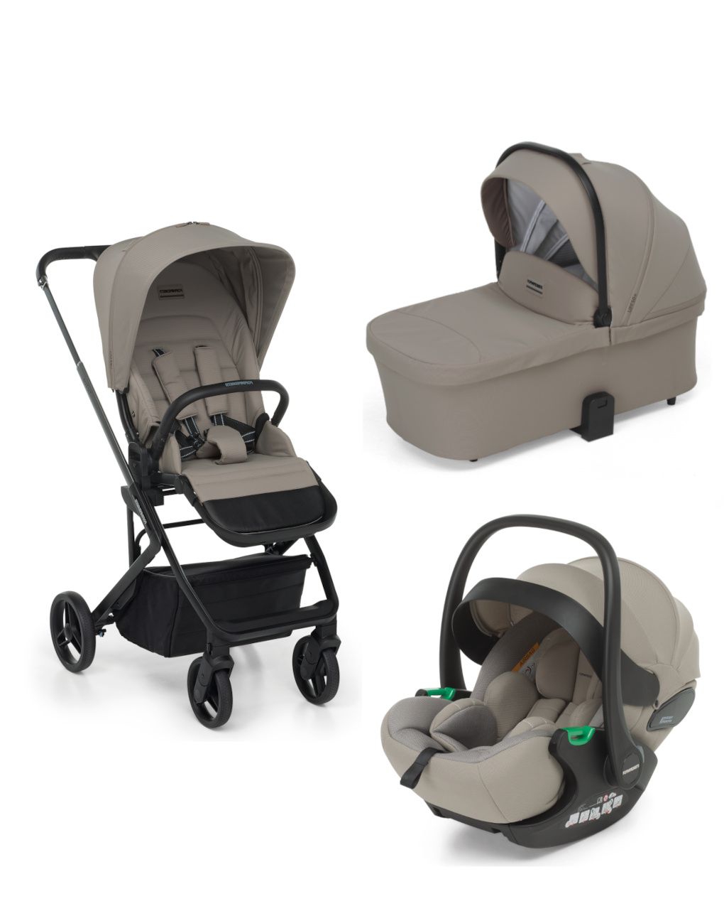 Trio tictoc + seggiolino rek black+ adattatore -  desert - foppapedretti