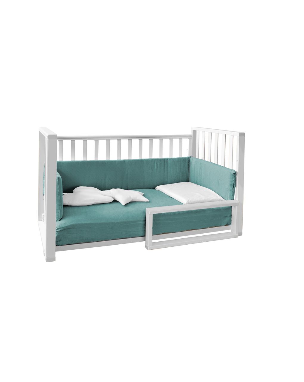 Letto infinito bianco con tessile muslin eucalipto - italbaby