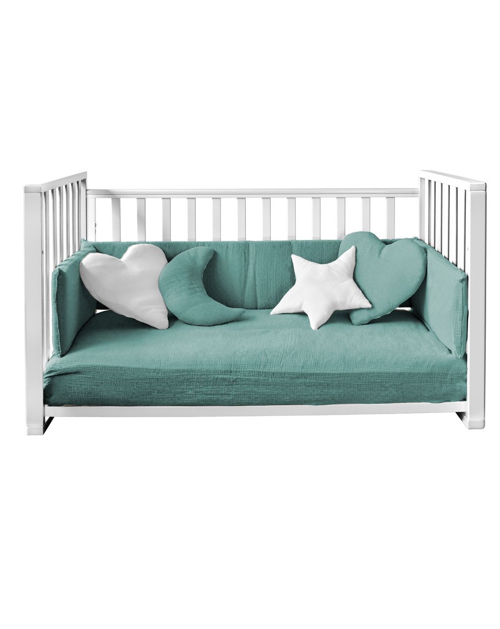 Letto infinito bianco con tessile muslin eucalipto - italbaby