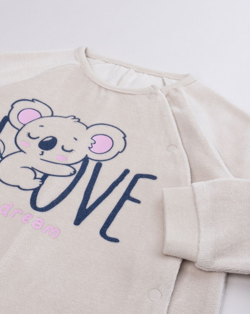 Pigiama intero bimbo in ciniglia koala "love to dream"