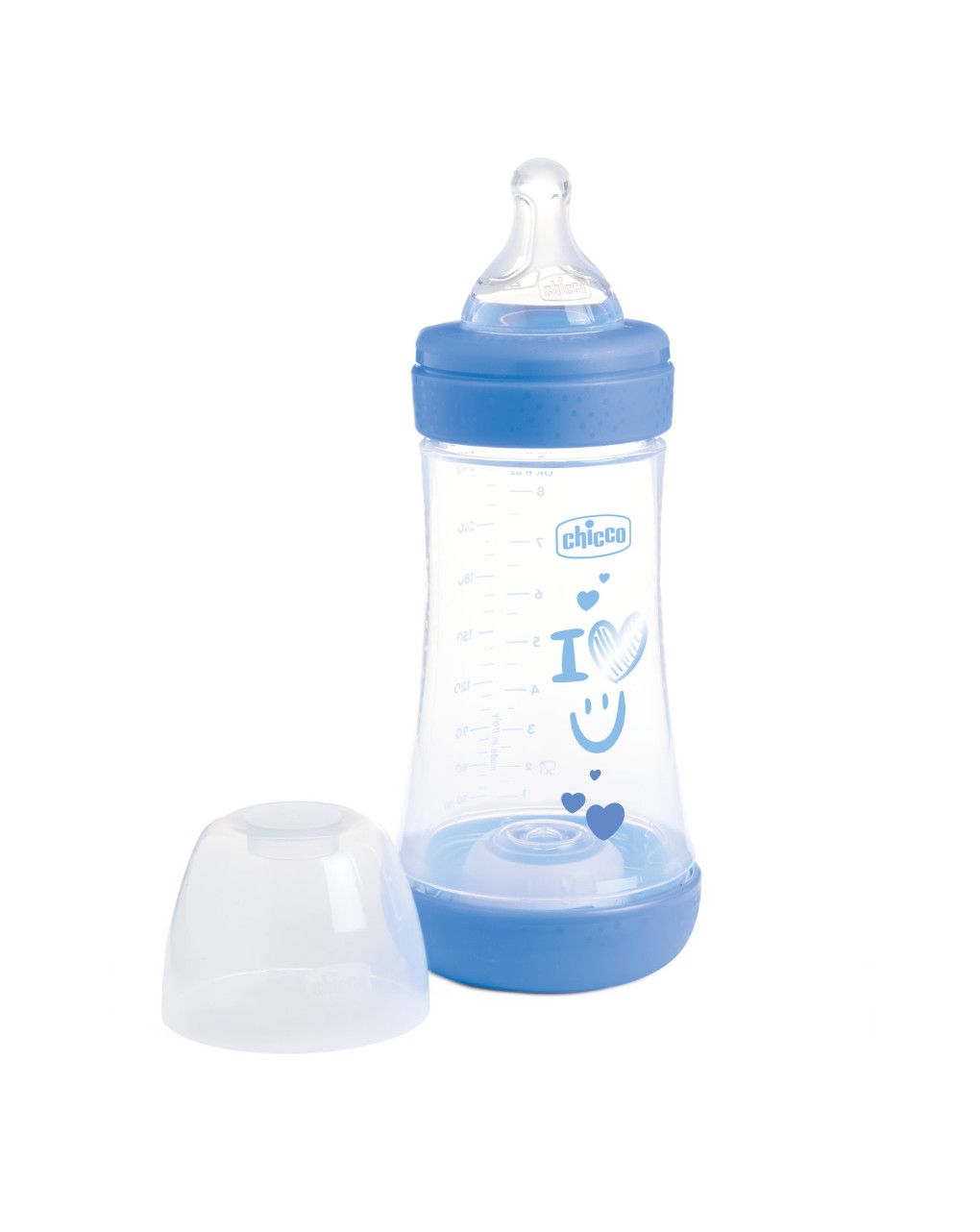 Biberon perfect5 azzurro 240ml in silicone 2 fori - chicco