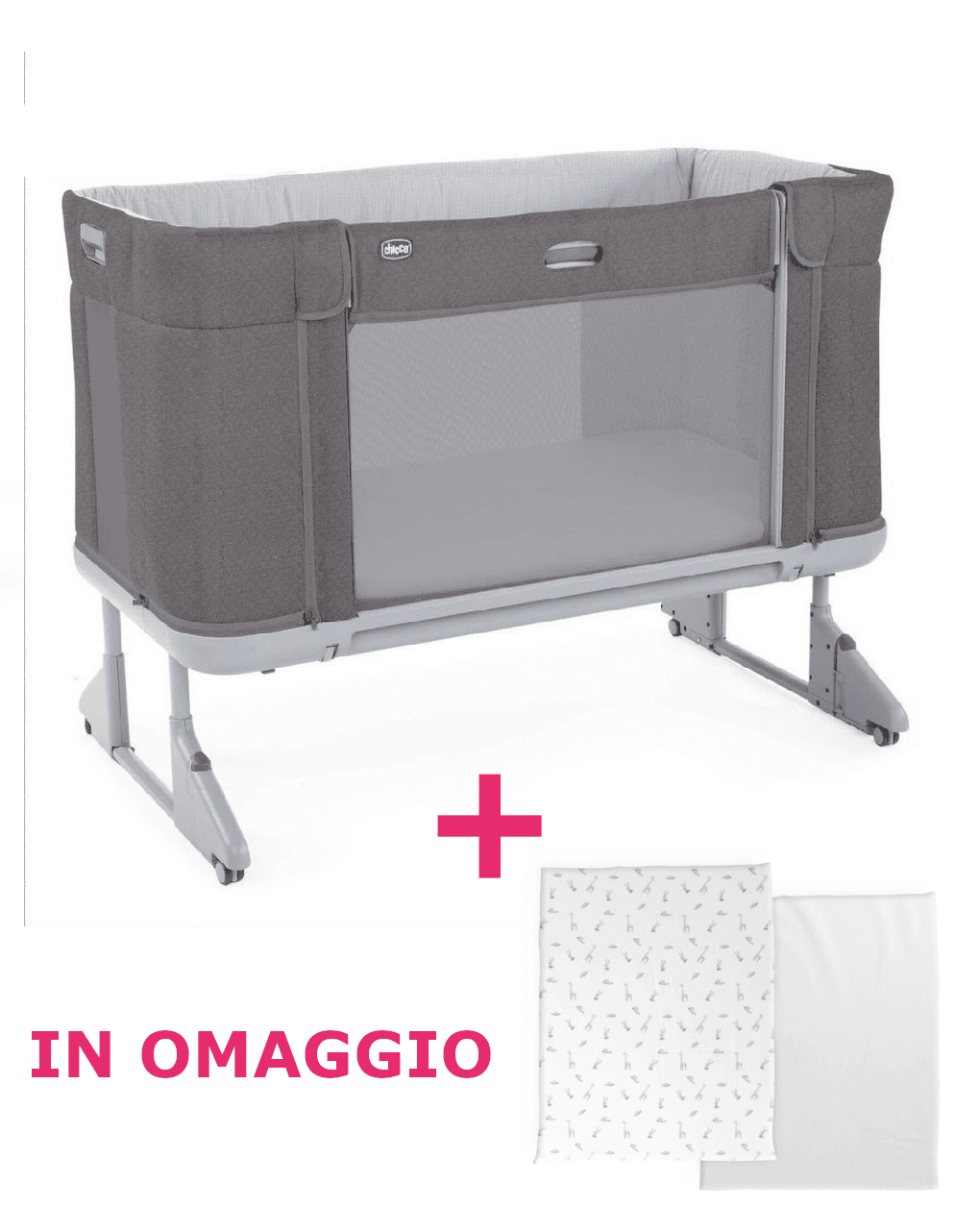 Lettino next2me forever moon grey + set lenzuola cloud in omaggio - chicco