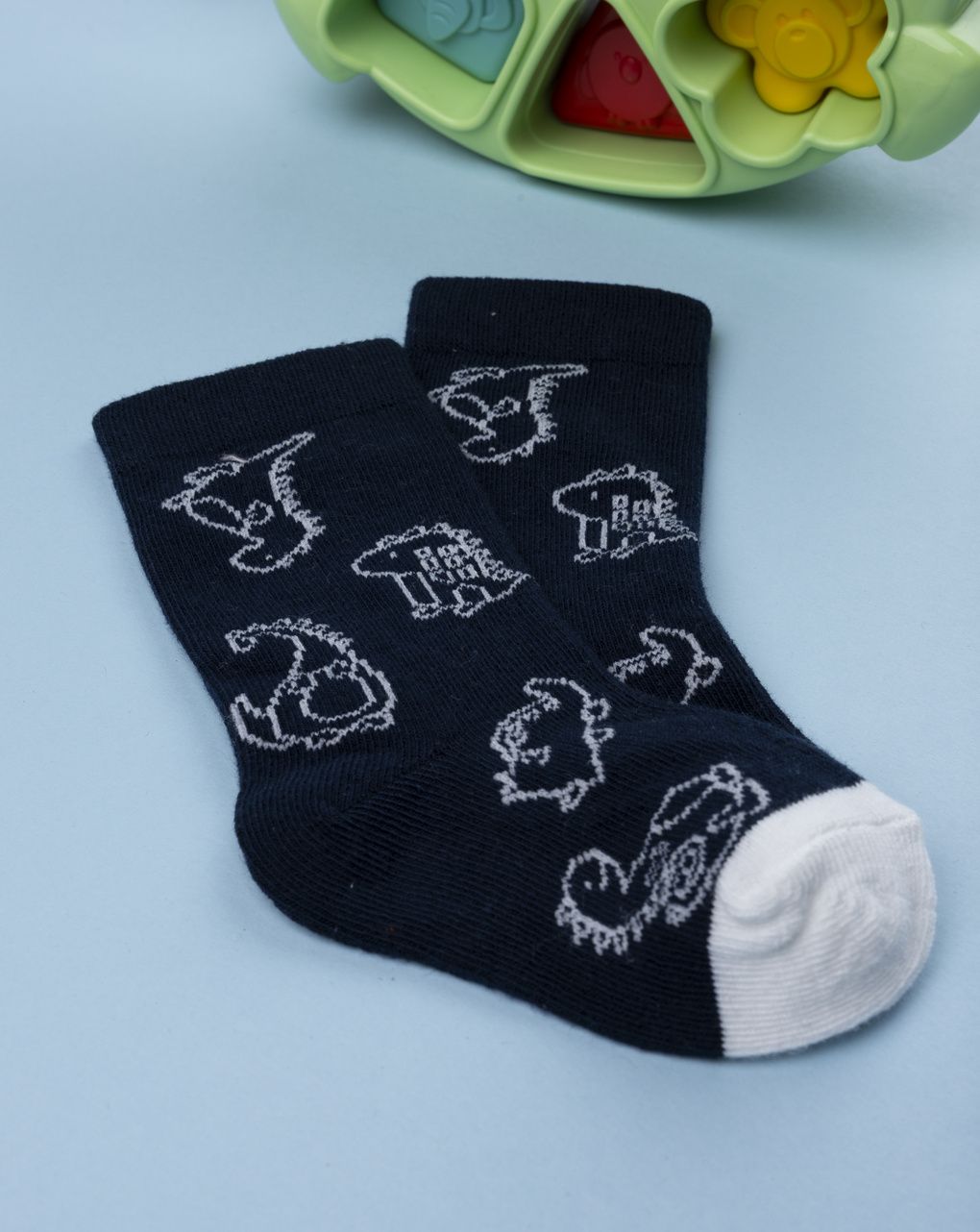 Gambaletti bimbo blu /bianco con dinosauri