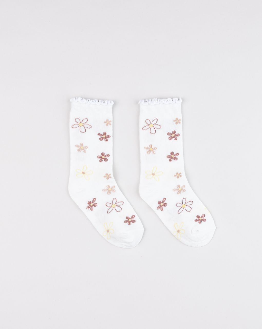 Gambaletti bambina bianchi con fiori colorati
