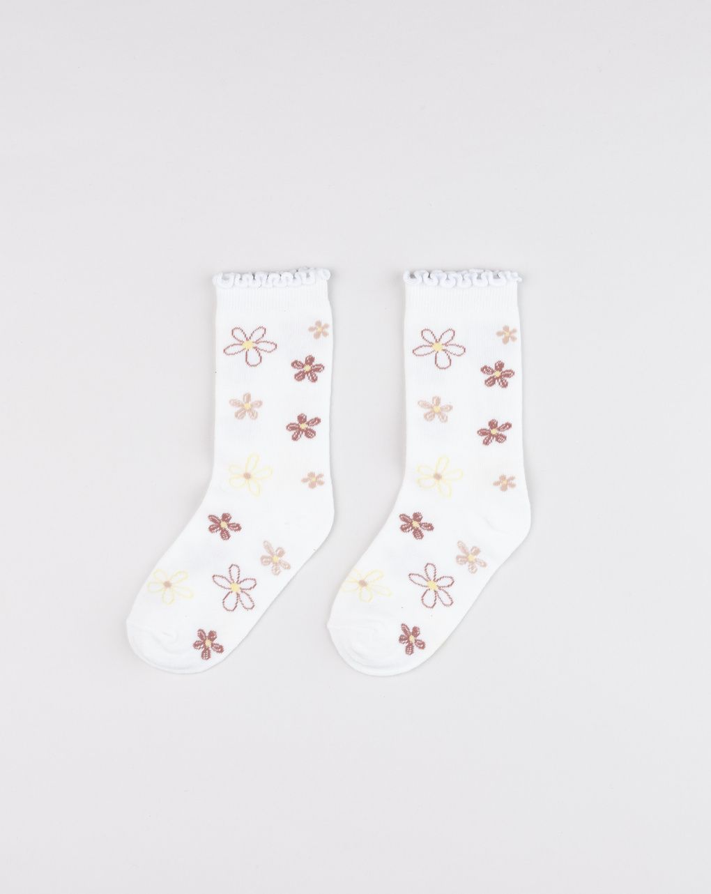 Gambaletti bambina bianchi con fiori colorati