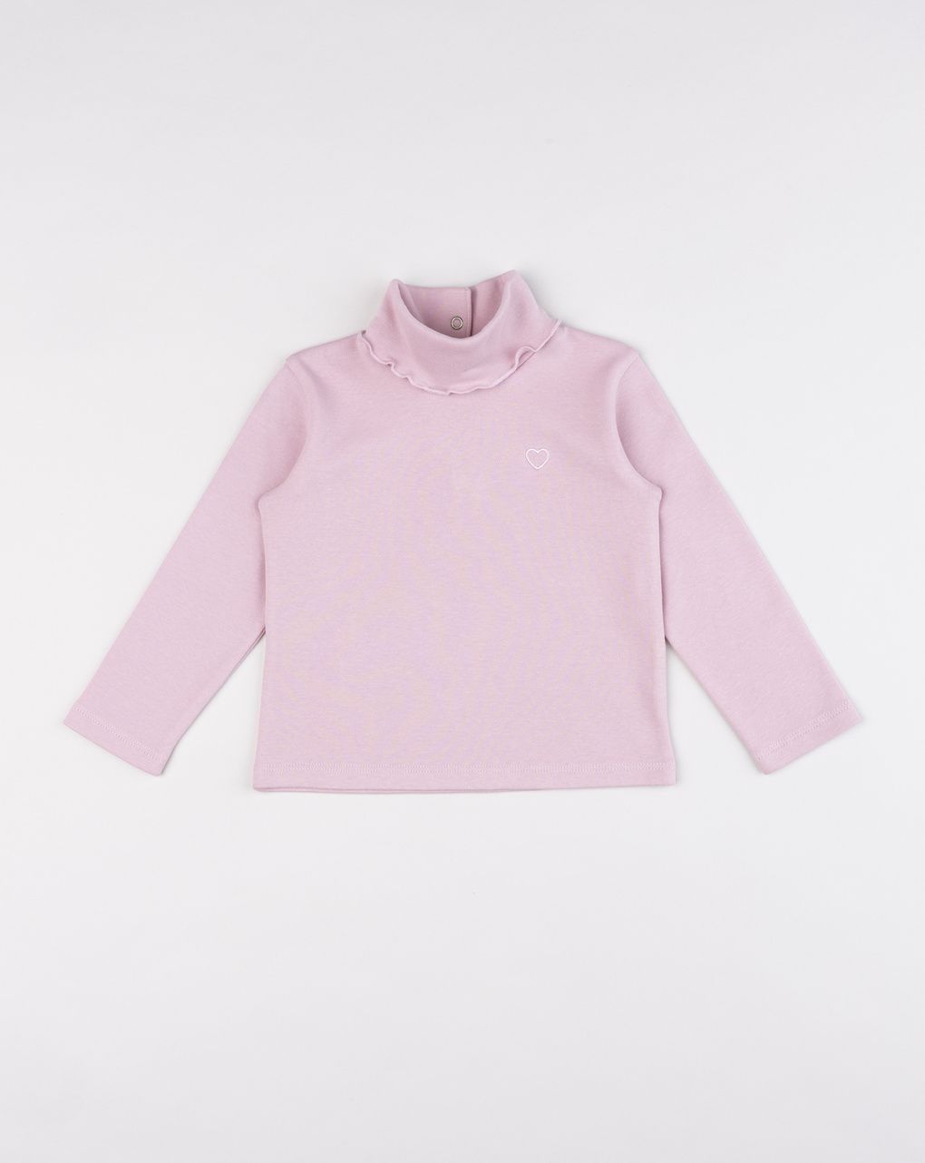Maglia lupetto rosa bimba a costine con cuore