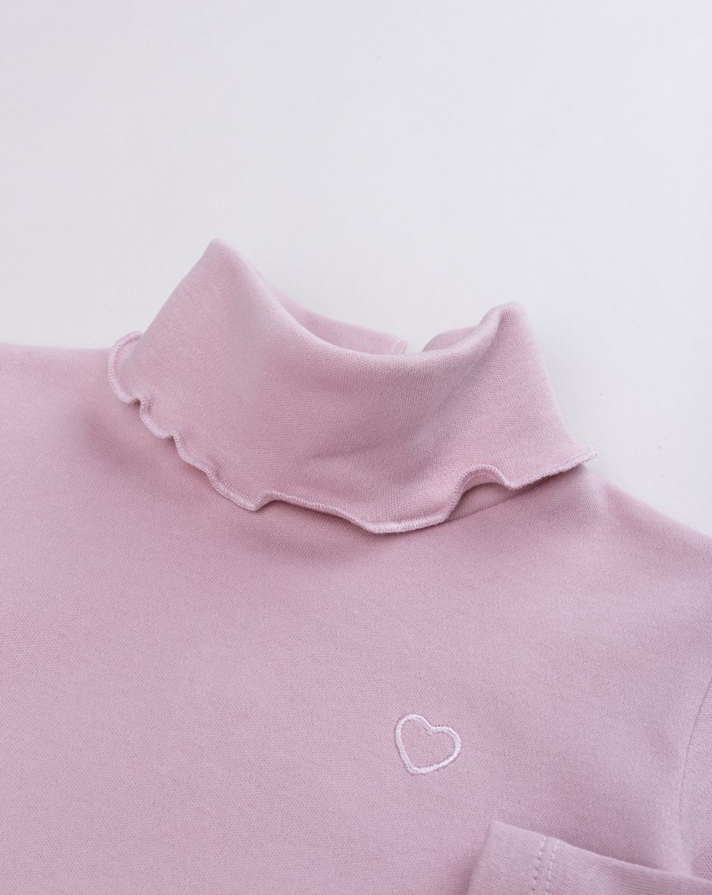 Maglia lupetto rosa bimba a costine con cuore