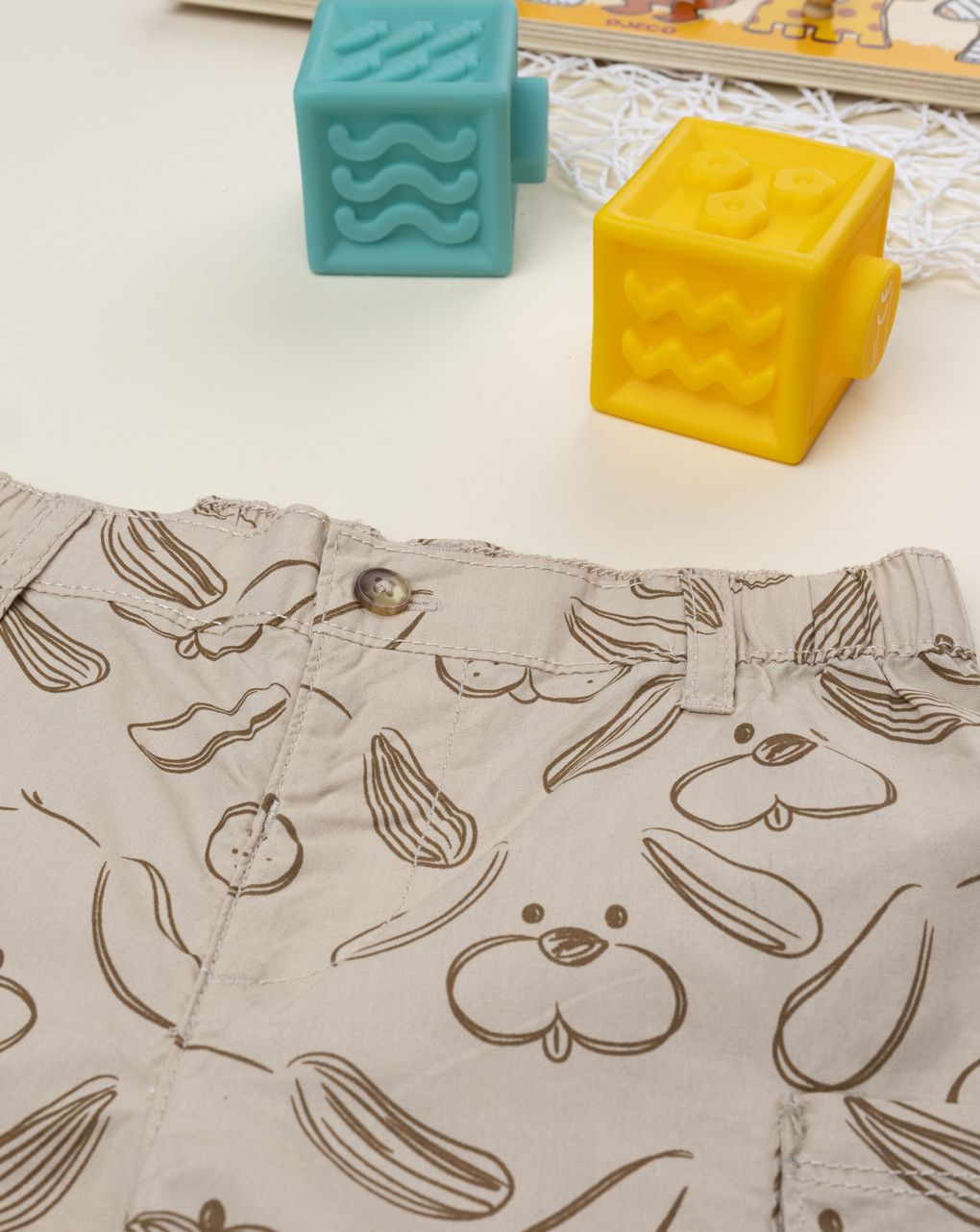 Shorts bimbo marrone stampa allover