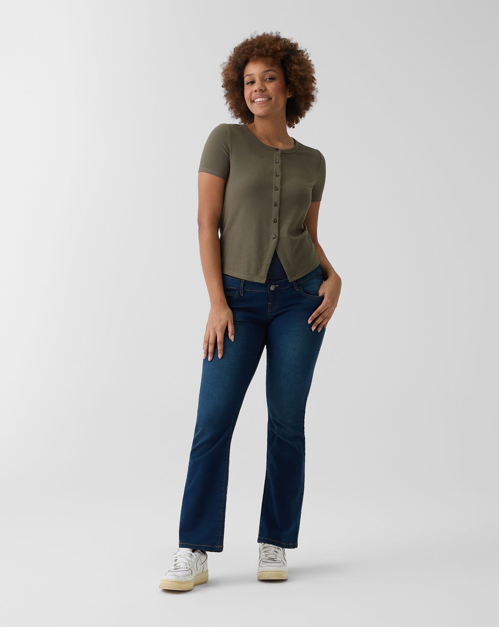 T-shirt allattamento costina verde militare