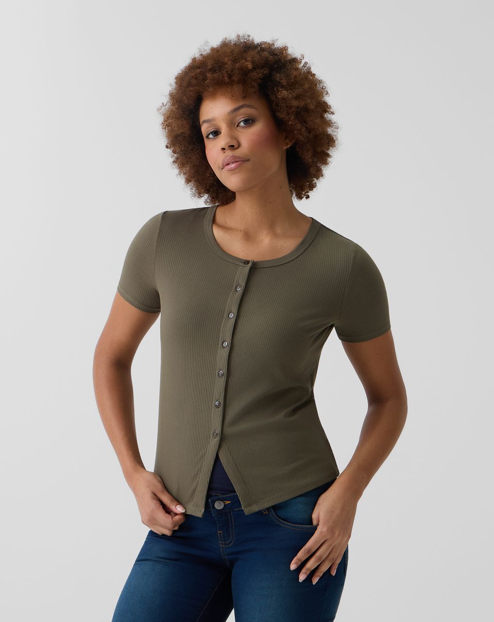 T-shirt allattamento costina verde militare