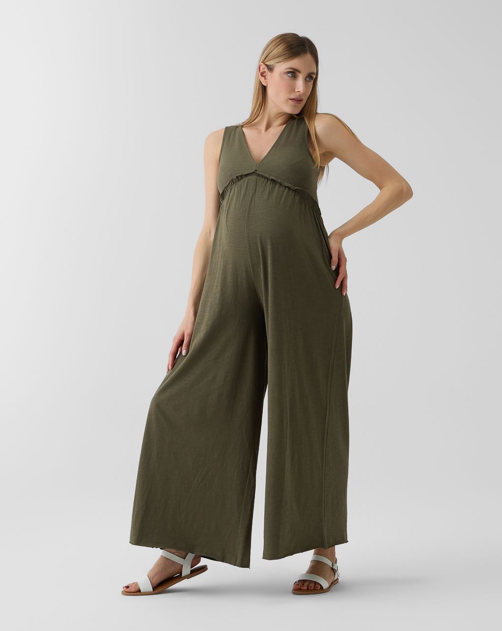 Jumpsuit morbida premaman verde scuro