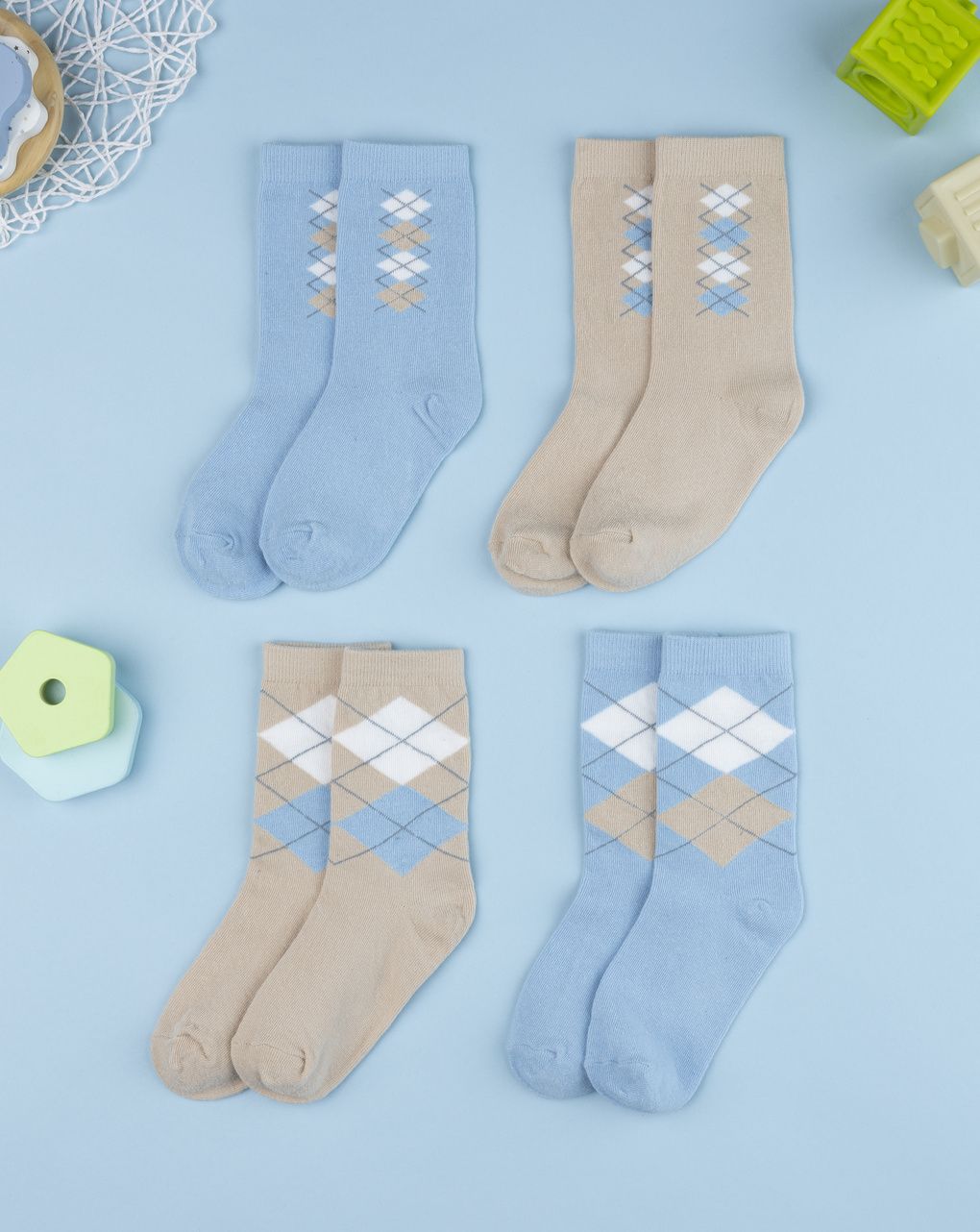 Pack 4 gambaletti bambino fantasia rombi
