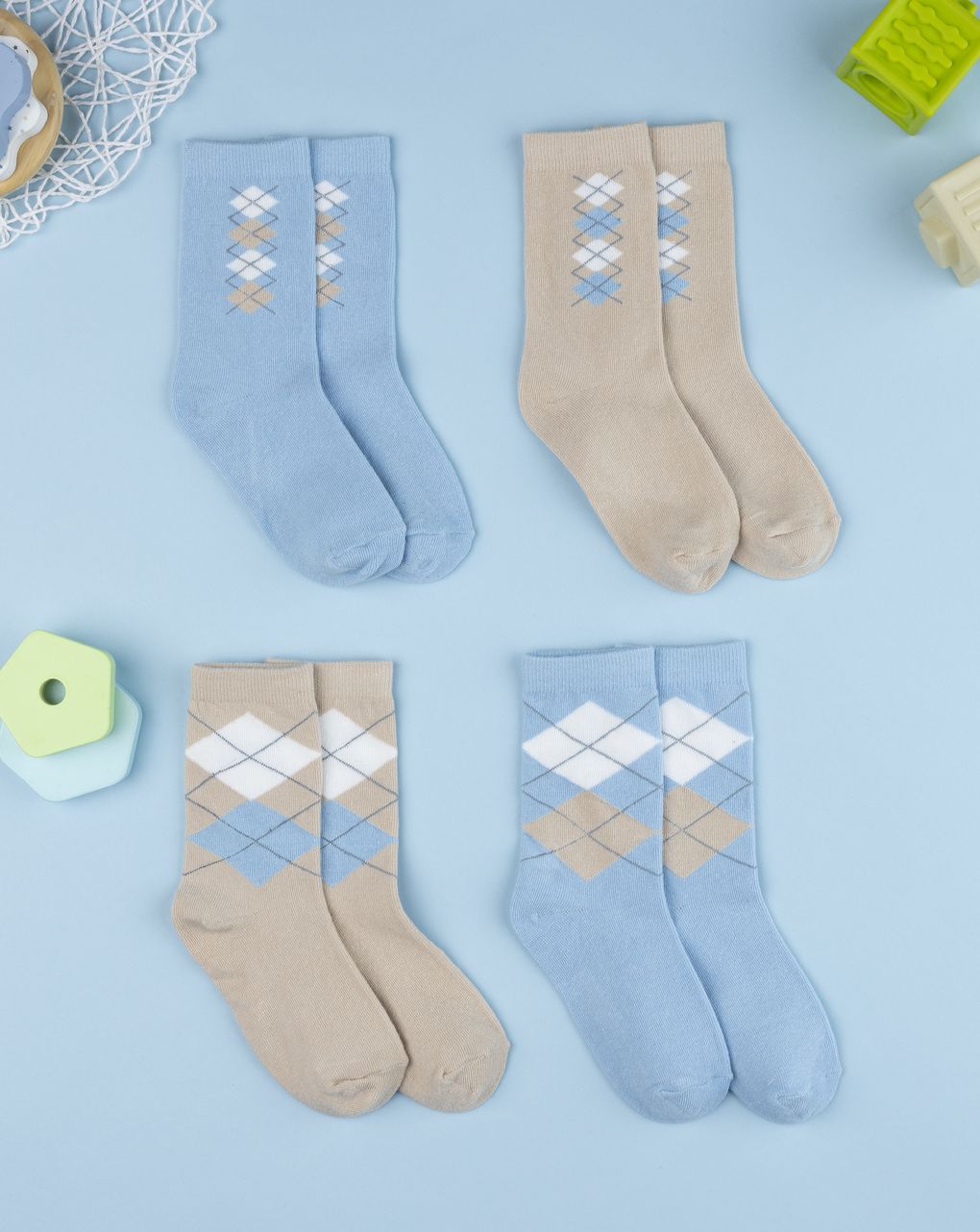 Pack 4 gambaletti bambino fantasia rombi