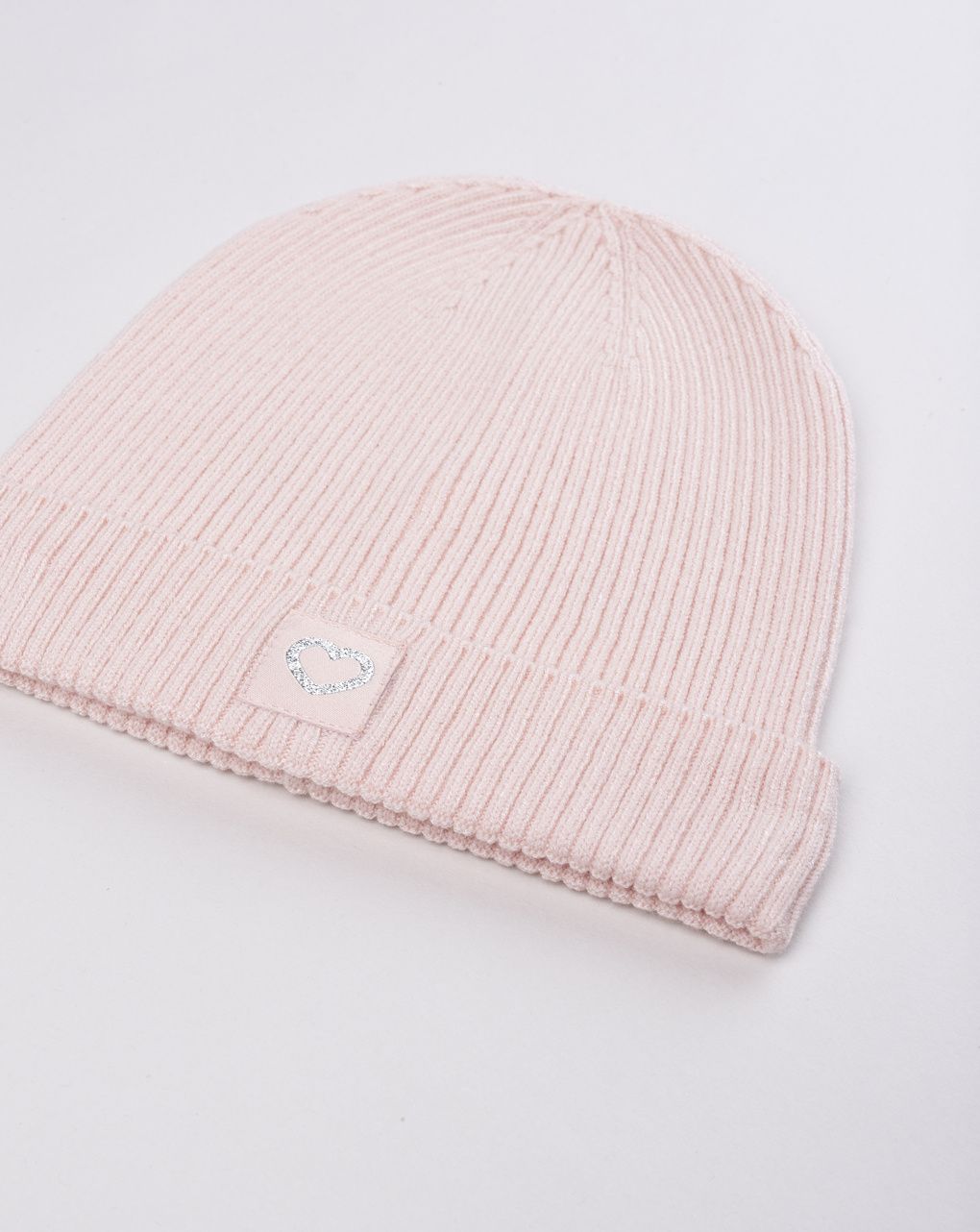 Berretto costina rosa bimba cuore