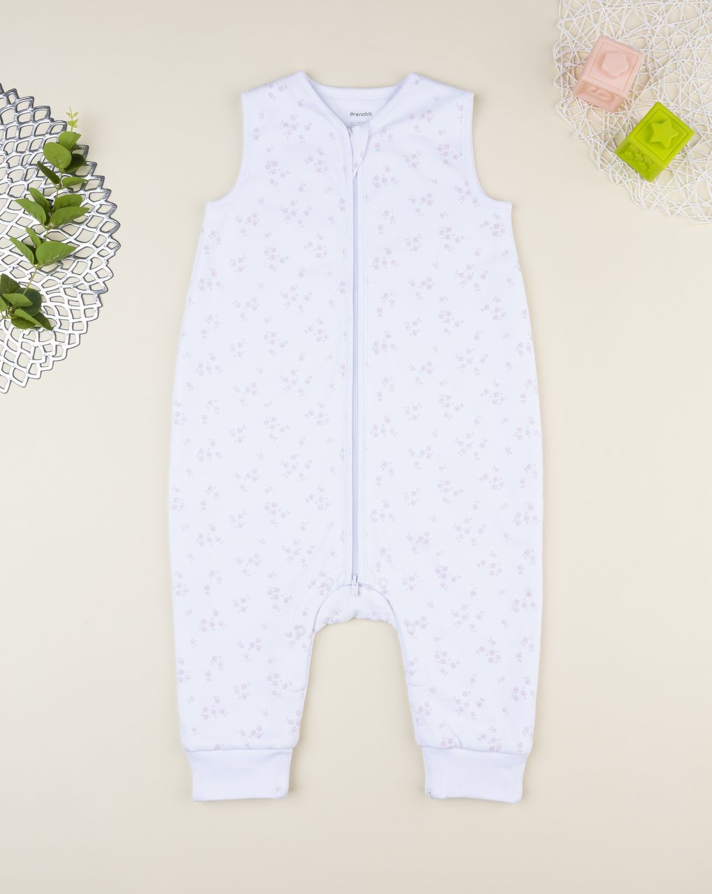 Sacco nanna bimba bianco fiori allover - tog 1,5