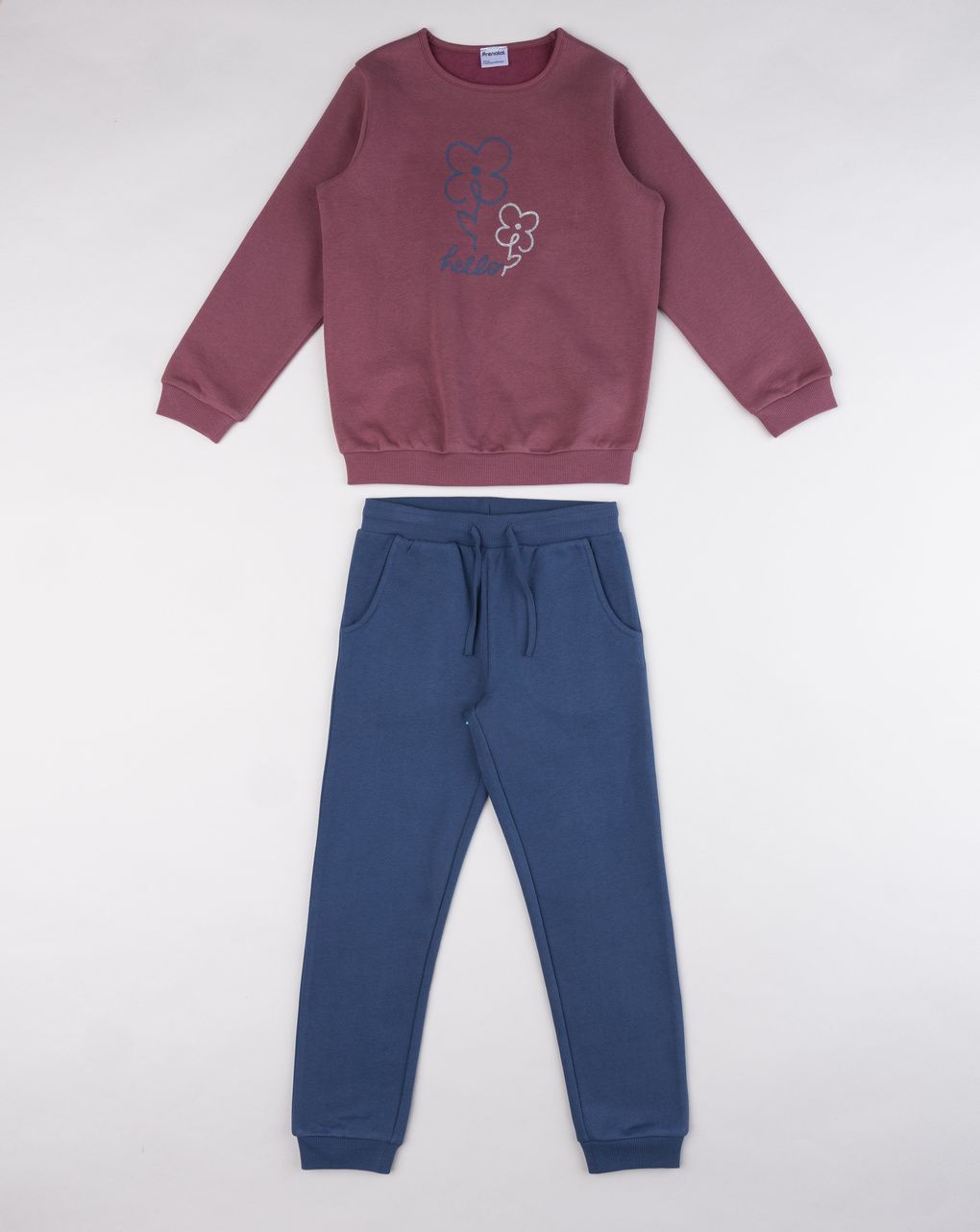 Completo jogging felpato bambina "fiori"