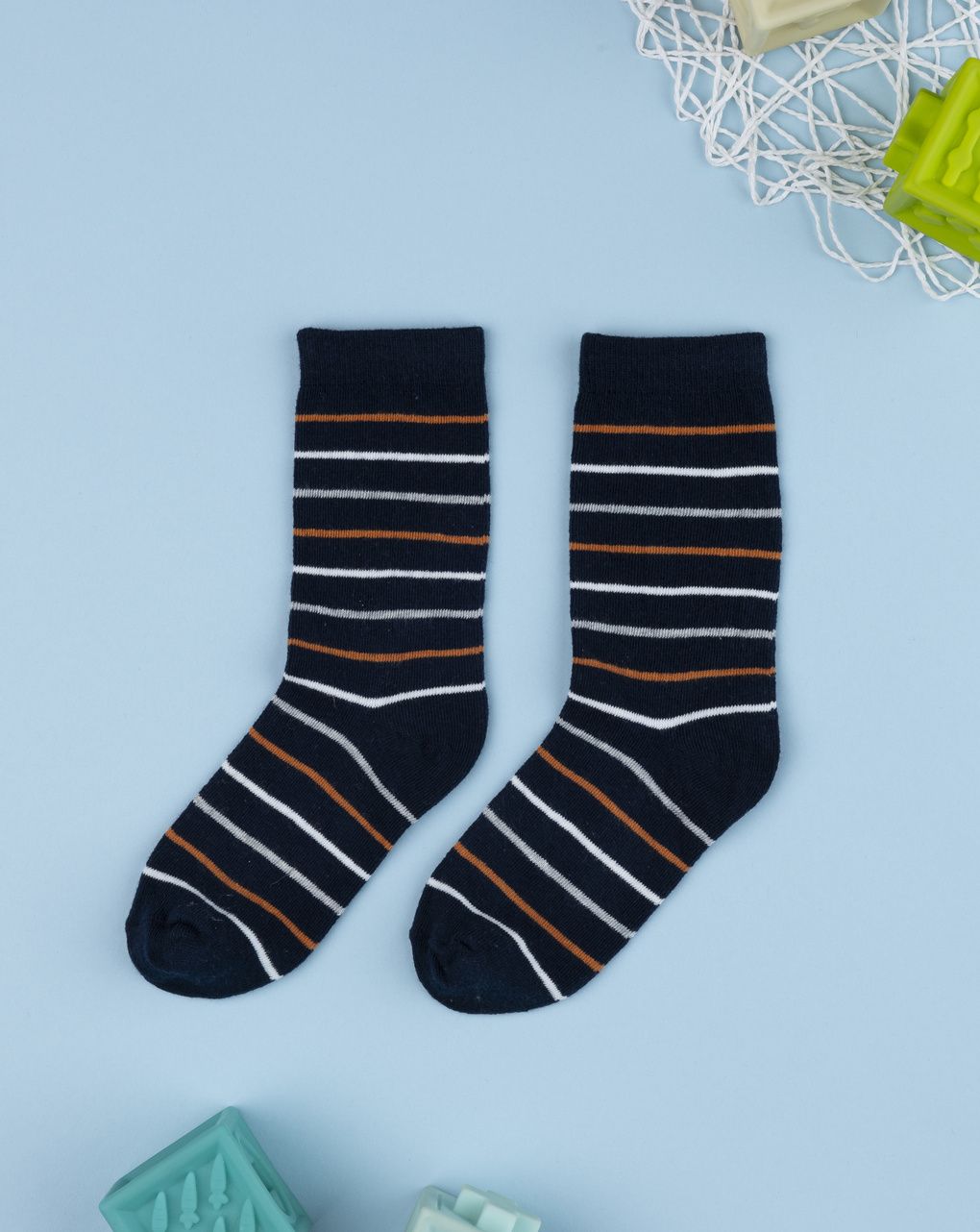 Coppia di calze bimbo a righe multicolor