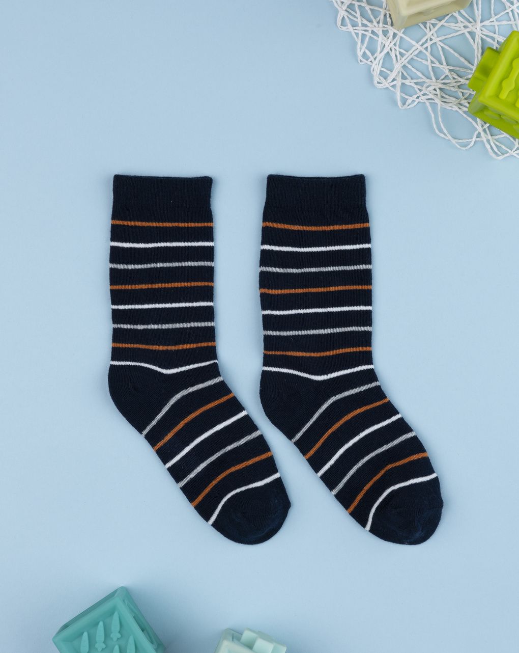 Coppia di calze bimbo a righe multicolor