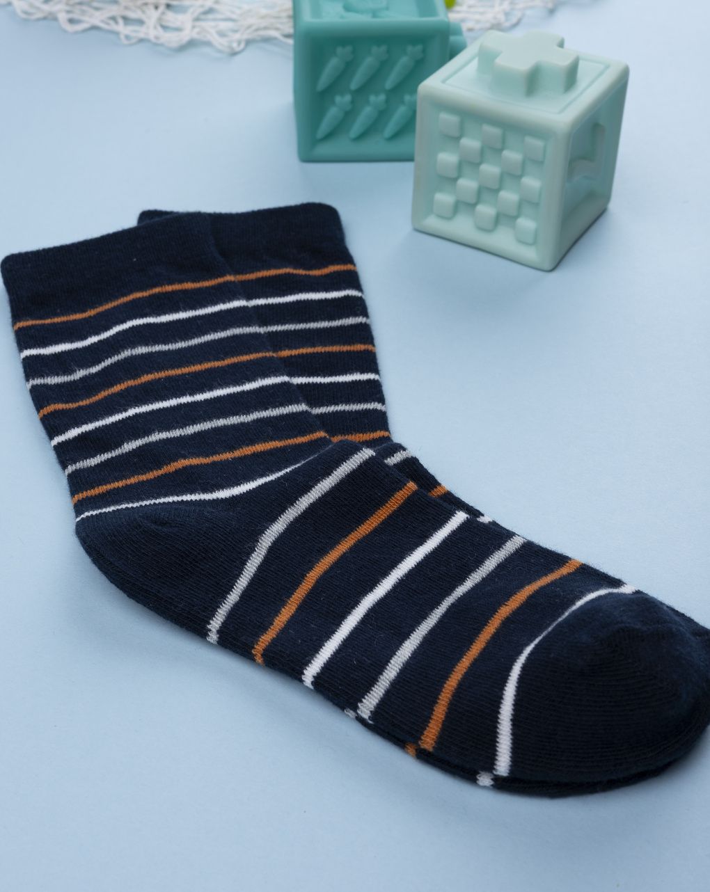 Coppia di calze bimbo a righe multicolor