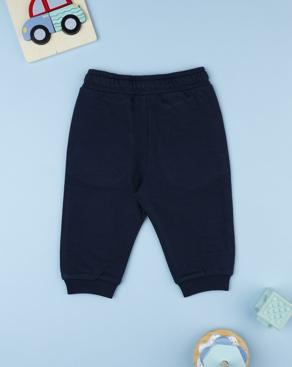 Pantalone french terry bimbo blu scuro con coulisse