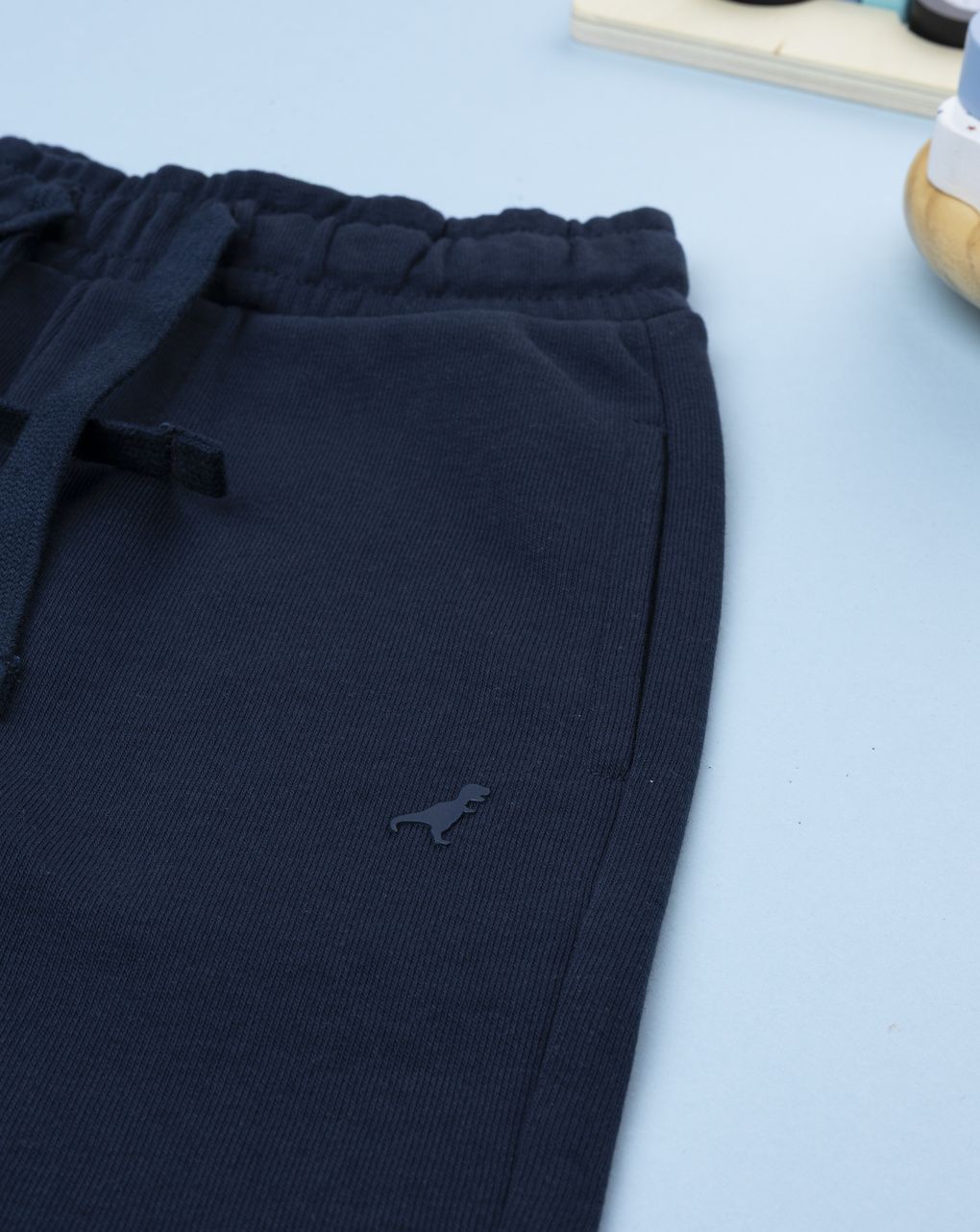 Pantalone french terry bimbo blu scuro con coulisse
